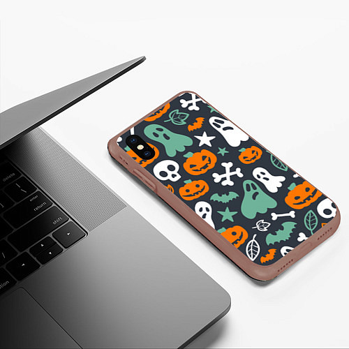 Чехол iPhone XS Max матовый Halloween Monsters / 3D-Коричневый – фото 3