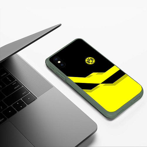 Чехол iPhone XS Max матовый BVB FC: Yellow style / 3D-Темно-зеленый – фото 3