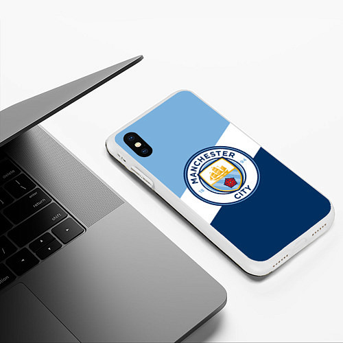 Чехол iPhone XS Max матовый FC Manchester City: Colors / 3D-Белый – фото 3