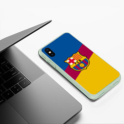 Чехол iPhone XS Max матовый FC Barcelona 2018 Colors, цвет: 3D-салатовый — фото 2