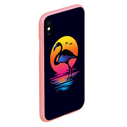 Чехол iPhone XS Max матовый Фламинго – дитя заката, цвет: 3D-баблгам — фото 2
