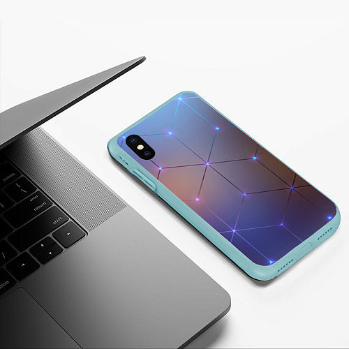 Чехол iPhone XS Max матовый НЕЙРОННАЯ СЕТЬ NEURAL NETWORK / 3D-Мятный – фото 3