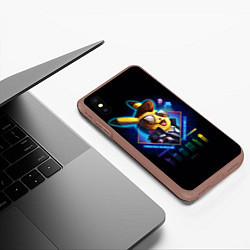 Чехол iPhone XS Max матовый Retro Pikachu, цвет: 3D-коричневый — фото 2
