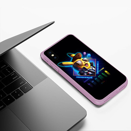 Чехол iPhone XS Max матовый Retro Pikachu / 3D-Сиреневый – фото 3