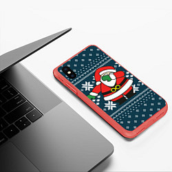 Чехол iPhone XS Max матовый Дед Мороз DAB, цвет: 3D-красный — фото 2