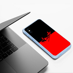 Чехол iPhone XS Max матовый АлисА: Черный & Красный, цвет: 3D-голубой — фото 2