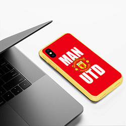 Чехол iPhone XS Max матовый Man Utd, цвет: 3D-желтый — фото 2