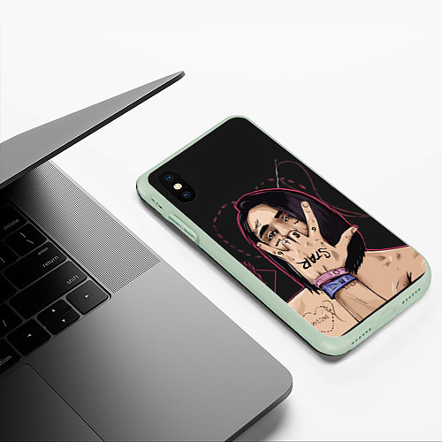Чехол iPhone XS Max матовый Face Star / 3D-Салатовый – фото 3