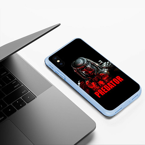 Чехол iPhone XS Max матовый Iron Predator / 3D-Голубой – фото 3