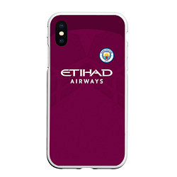 Чехол iPhone XS Max матовый Man City FC: Away 17/18, цвет: 3D-белый