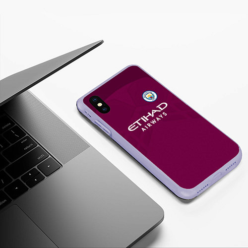 Чехол iPhone XS Max матовый Man City FC: Away 17/18 / 3D-Светло-сиреневый – фото 3