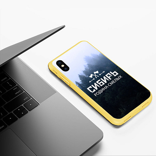 Чехол iPhone XS Max матовый Сибирь: родина сильных / 3D-Желтый – фото 3