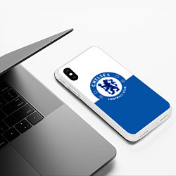 Чехол iPhone XS Max матовый Chelsea FC: Duo Color, цвет: 3D-белый — фото 2