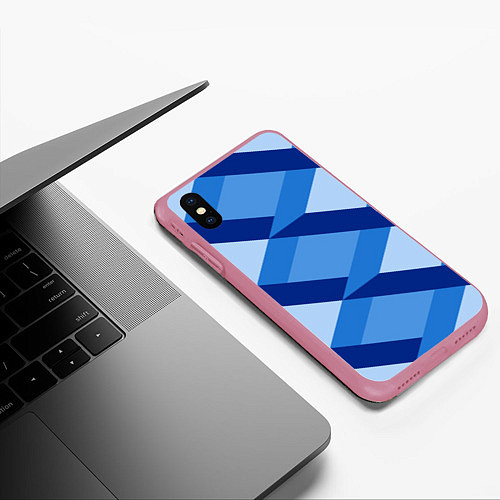 Чехол iPhone XS Max матовый Линий геометрия / 3D-Малиновый – фото 3