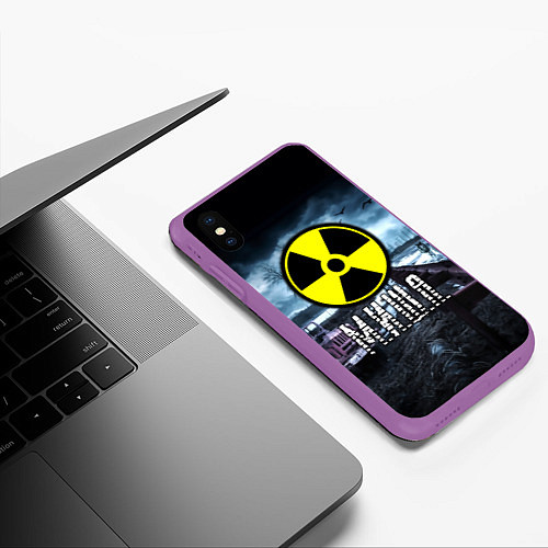 Чехол iPhone XS Max матовый S.T.A.L.K.E.R: Миша / 3D-Фиолетовый – фото 3