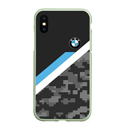 Чехол iPhone XS Max матовый BMW: Pixel Military, цвет: 3D-салатовый