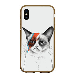 Чехол iPhone XS Max матовый David Bowie: Grumpy cat