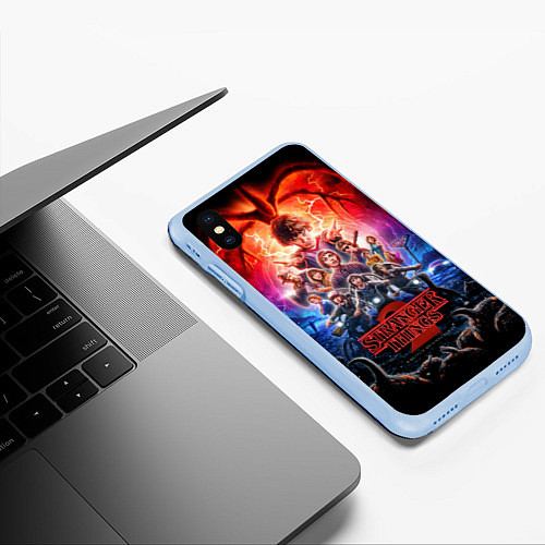 Чехол iPhone XS Max матовый Stranger Things 2 / 3D-Голубой – фото 3