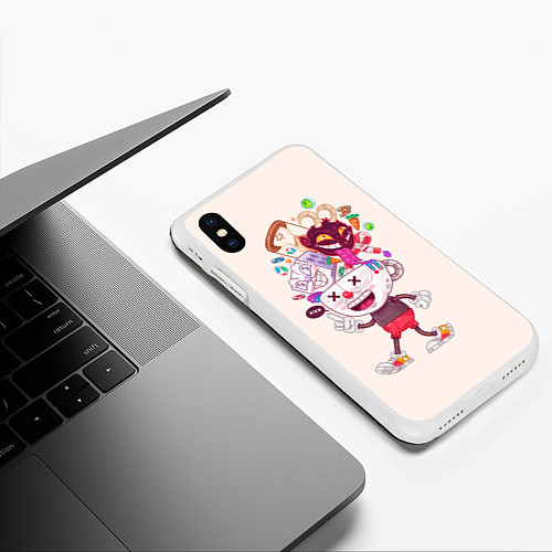 Чехол iPhone XS Max матовый Cuphead: Street Art / 3D-Белый – фото 3