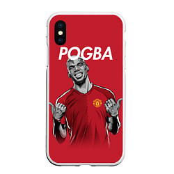 Чехол iPhone XS Max матовый FC MU: Pogba, цвет: 3D-белый