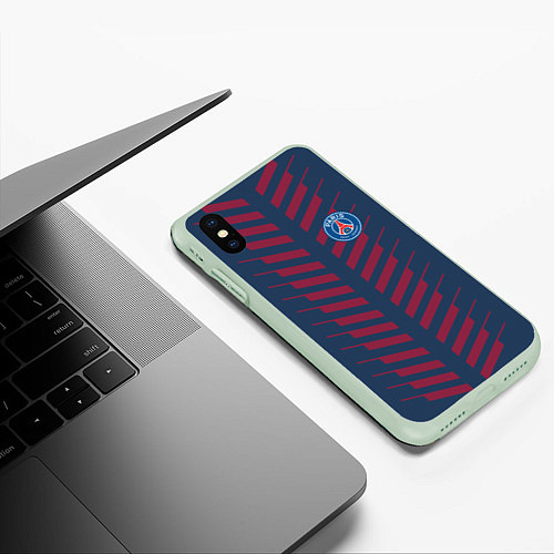 Чехол iPhone XS Max матовый FC PSG: Creative / 3D-Салатовый – фото 3