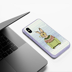 Чехол iPhone XS Max матовый Кролик хипстер, цвет: 3D-светло-сиреневый — фото 2