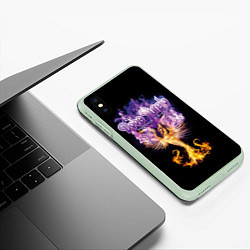 Чехол iPhone XS Max матовый Deep Purple: Phoenix Rising, цвет: 3D-салатовый — фото 2