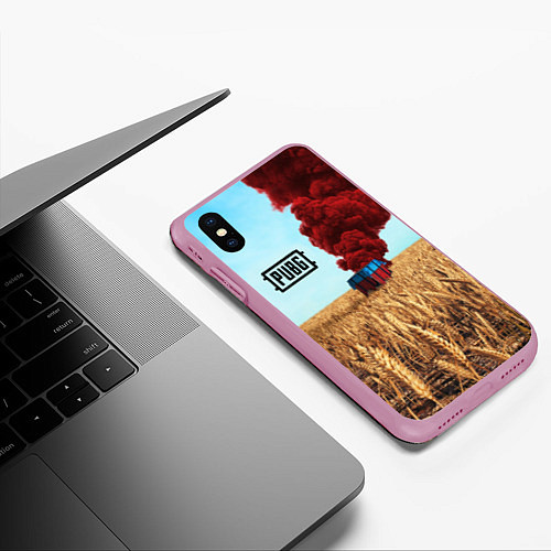Чехол iPhone XS Max матовый PUBG Box / 3D-Розовый – фото 3
