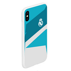 Чехол iPhone XS Max матовый FC Real Madrid: Sport Geometry, цвет: 3D-белый — фото 2