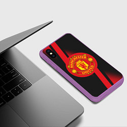 Чехол iPhone XS Max матовый FC Manchester United: Storm, цвет: 3D-фиолетовый — фото 2