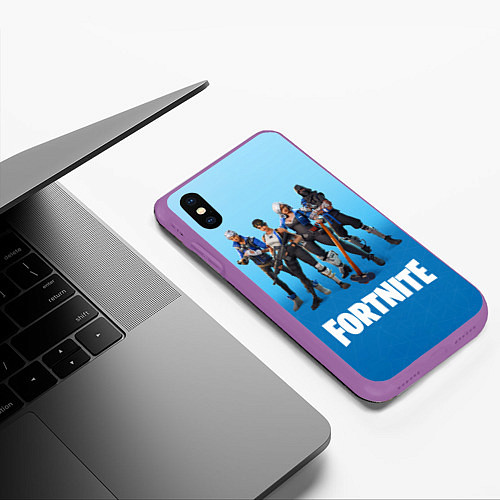 Чехол iPhone XS Max матовый Fortnite Stories / 3D-Фиолетовый – фото 3