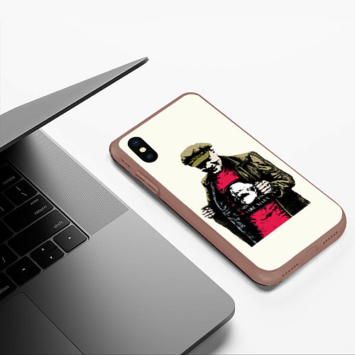 Чехол iPhone XS Max матовый Стильный Ленин / 3D-Коричневый – фото 3