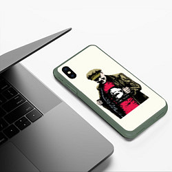 Чехол iPhone XS Max матовый Стильный Ленин, цвет: 3D-темно-зеленый — фото 2