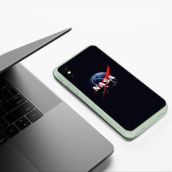 Чехол iPhone XS Max матовый NASA: Black Space, цвет: 3D-салатовый — фото 2