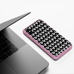 Чехол iPhone XS Max матовый 21 Pilots: White Pattern, цвет: 3D-розовый — фото 2