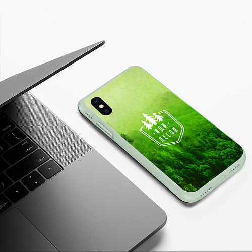Чехол iPhone XS Max матовый Иди лесом / 3D-Салатовый – фото 3