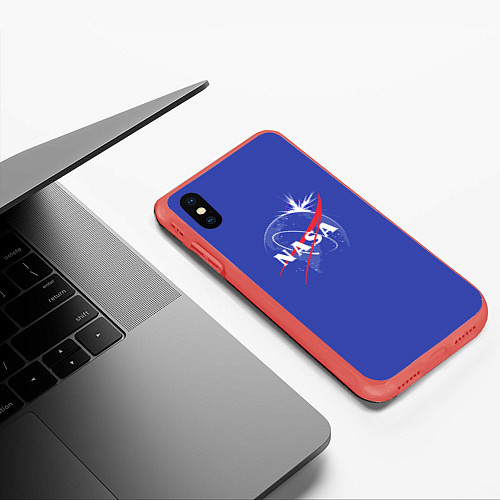 Чехол iPhone XS Max матовый NASA: Blue Space / 3D-Красный – фото 3