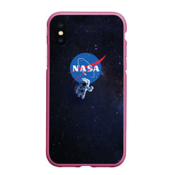 Чехол iPhone XS Max матовый NASA: Hello World, цвет: 3D-малиновый