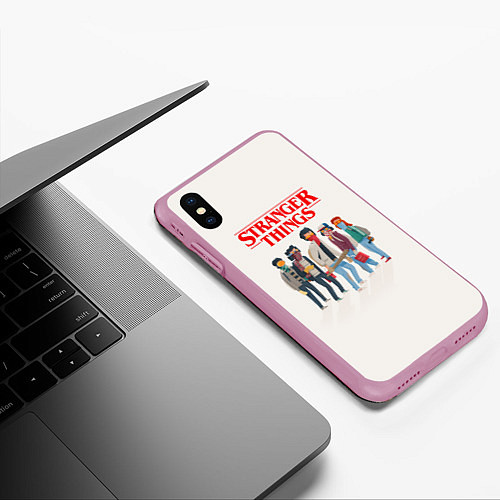 Чехол iPhone XS Max матовый Stranger Things Friends / 3D-Розовый – фото 3