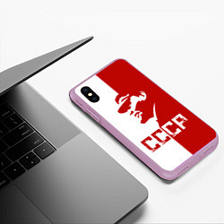 Чехол iPhone XS Max матовый Ленин СССР, цвет: 3D-сиреневый — фото 2