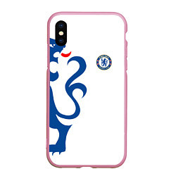 Чехол iPhone XS Max матовый FC Chelsea: White Lion, цвет: 3D-розовый