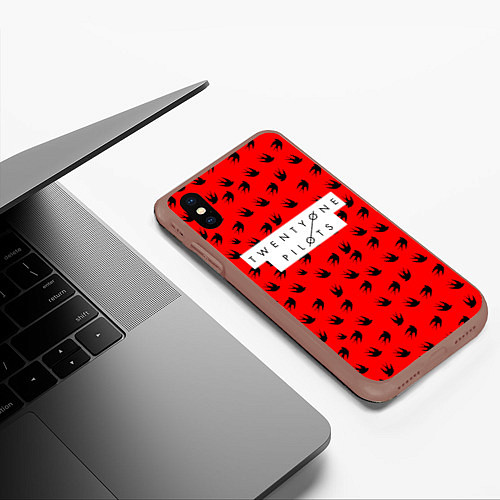 Чехол iPhone XS Max матовый 21 Pilots: Red Style / 3D-Коричневый – фото 3