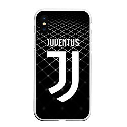 Чехол iPhone XS Max матовый FC Juventus: Black Lines, цвет: 3D-белый