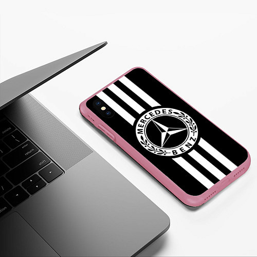 Чехол iPhone XS Max матовый Mercedes-Benz Black / 3D-Малиновый – фото 3