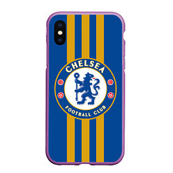 Чехол iPhone XS Max матовый FC Chelsea: Gold Lines