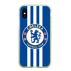 Чехол iPhone XS Max матовый FC Chelsea: Gold Lines, цвет: 3D-салатовый