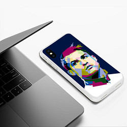 Чехол iPhone XS Max матовый Cristiano Ronaldo Art, цвет: 3D-белый — фото 2
