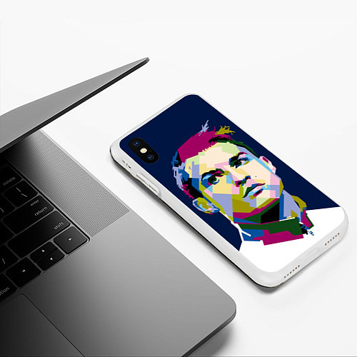 Чехол iPhone XS Max матовый Cristiano Ronaldo Art / 3D-Белый – фото 3