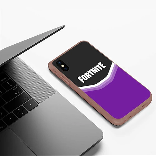 Чехол iPhone XS Max матовый Fortnite Violet / 3D-Коричневый – фото 3