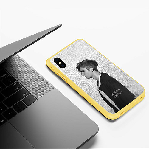 Чехол iPhone XS Max матовый Justin Bieber / 3D-Желтый – фото 3